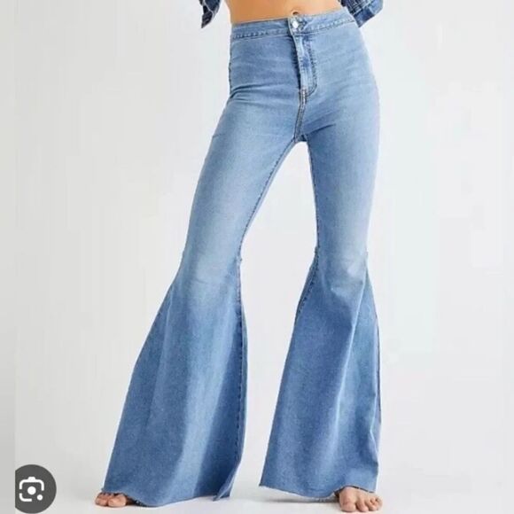 Free People Denim - Free People Just Float On Flare Jeans Light Wash